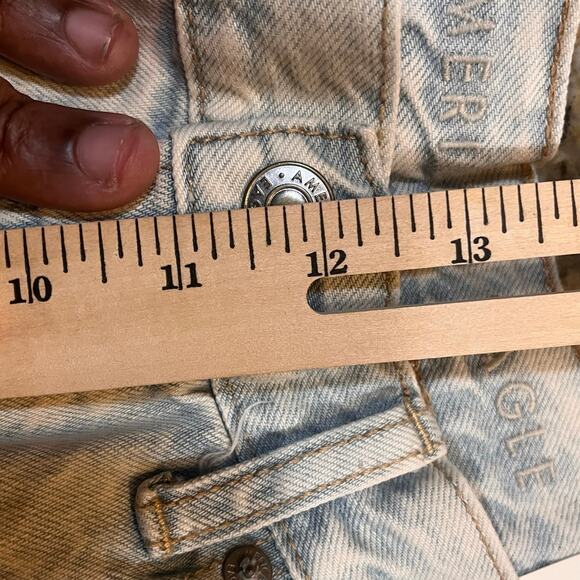 NWT American Eagle Women Jeans 12 Tall Denim Mom Jean Bleached Out Raw Edge - Picture 6 of 8